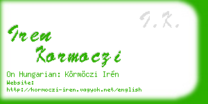 iren kormoczi business card